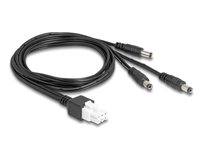 Delock Cable Mini-Fit 4.2 mm 6 pin male to 3 x DC 5.5 x 2.5 mm male 1 m black - delock.israel