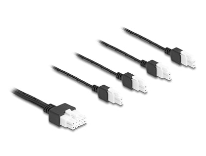 Delock Cable Mini-Fit 4.2 mm 10 pin male to 4 x DC 5.5 x 2.5 mm female and 4 x Mini-Fit 4.2 mm 2 pin male 1 m black - delock.israel