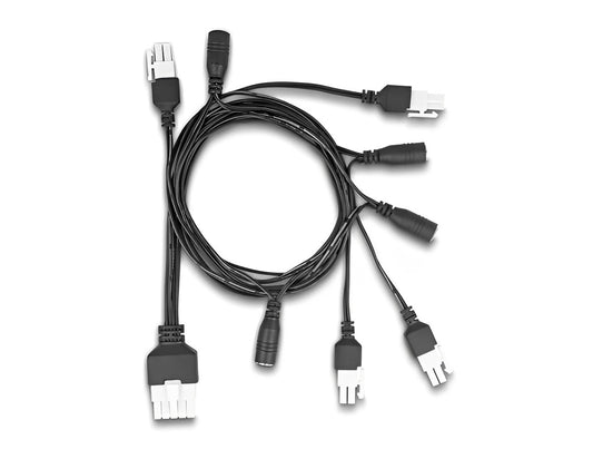 Delock Cable Mini-Fit 4.2 mm 10 pin male to 4 x DC 5.5 x 2.5 mm female and 4 x Mini-Fit 4.2 mm 2 pin male 1 m black - delock.israel