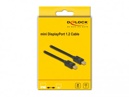 כבל מיני DisplayPort 1.2 4K מבית Delock גרמניה מספק חיבור יציב ואיכותי בין מחשבים, מסכים, מקרנים או טלוויזיות