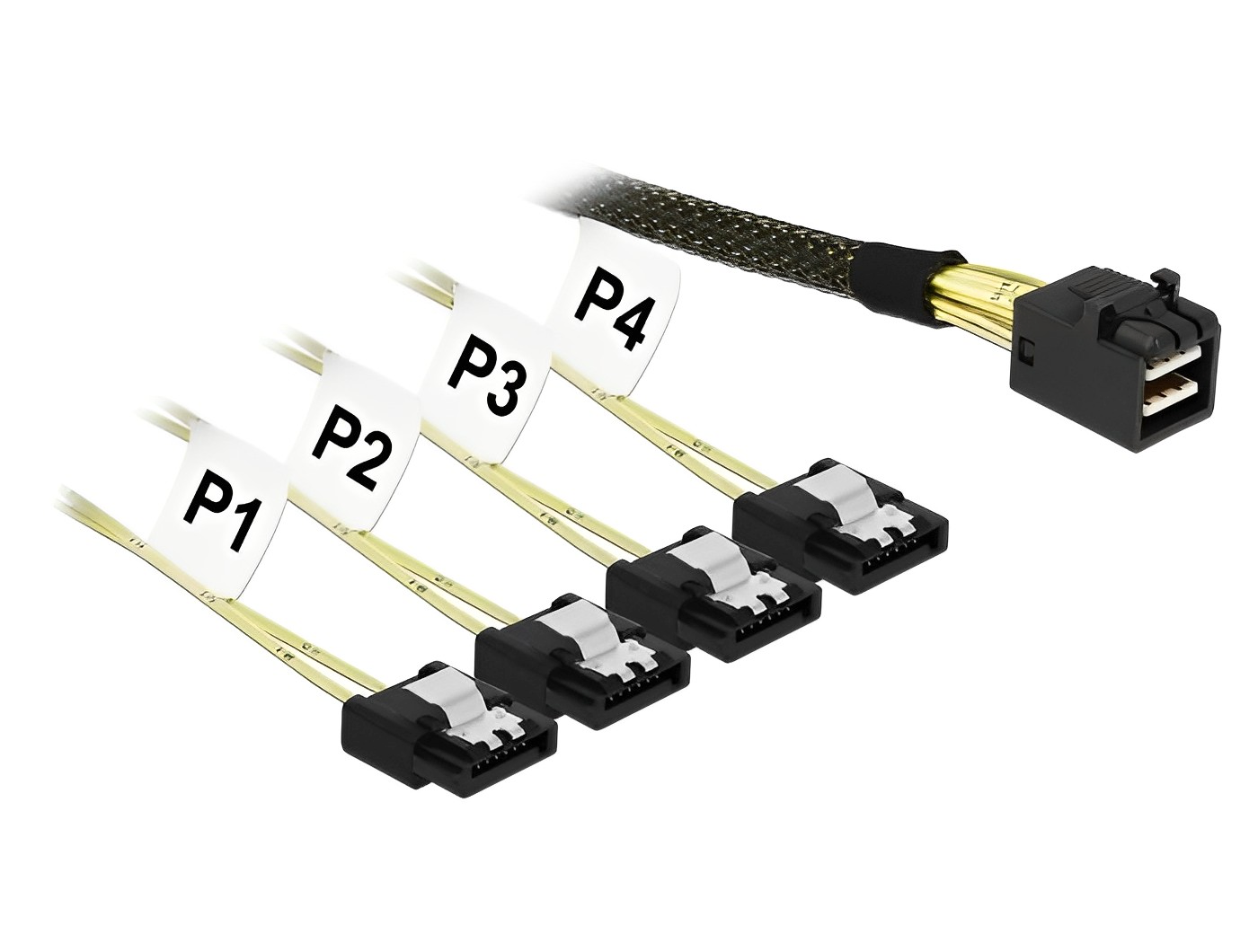 כבל Mini SAS HD SFF-8643 ל- SATA 7 pin x 4 - delock.israel