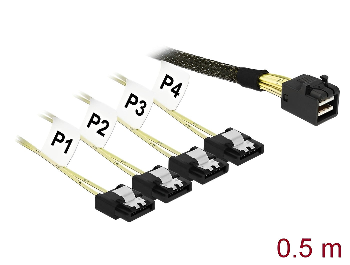 כבל Mini SAS HD SFF-8643 ל- SATA 7 pin x 4 - delock.israel