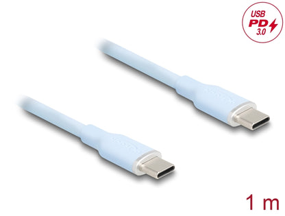 Delock USB 2.0 Cable USB Type-C™ male to male PD 3.0 60 W 1 m blue Silicone - delock.israel