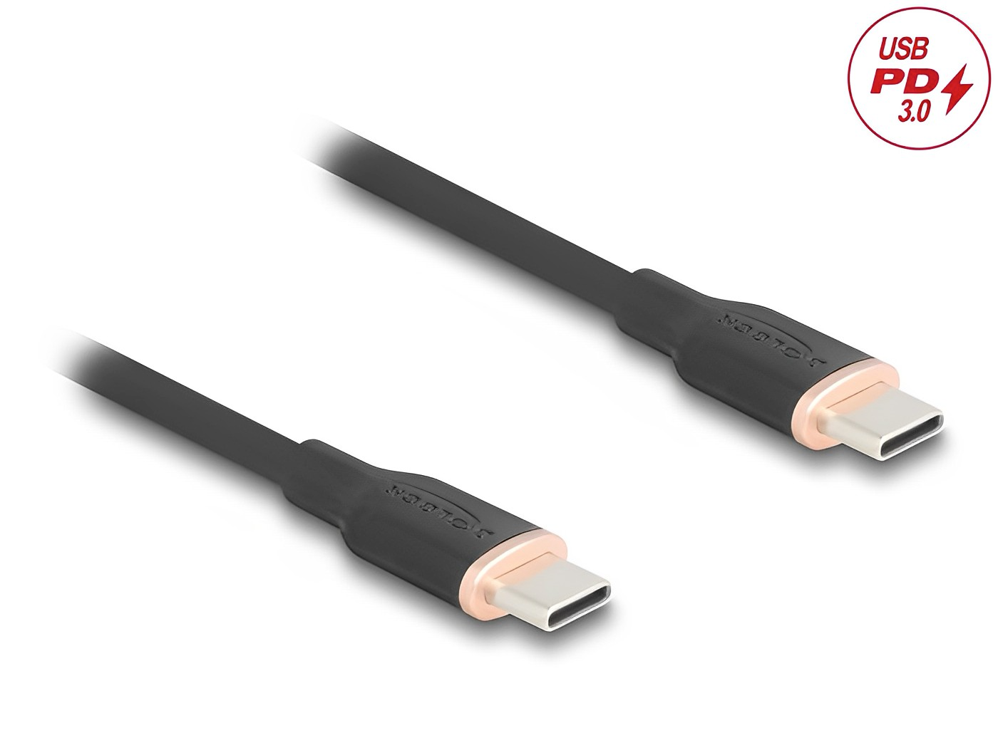 Delock USB 2.0 Cable USB Type-C™ male to male PD 3.0 60 W black Silicone - delock.israel