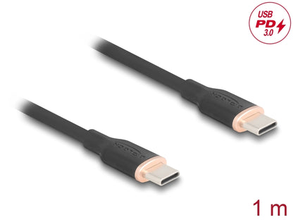 Delock USB 2.0 Cable USB Type-C™ male to male PD 3.0 60 W 1 m black Silicone - delock.israel