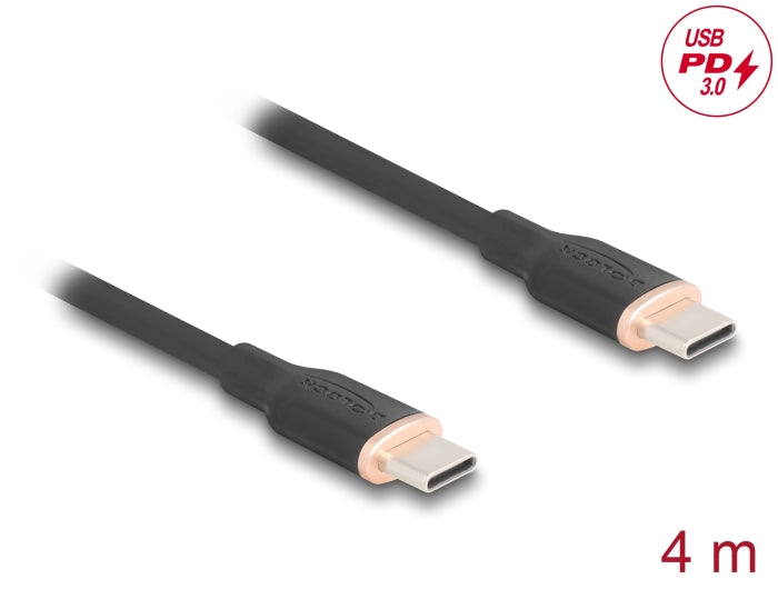 Delock USB 2.0 Cable USB Type-C™ male to male PD 3.0 60 W 4 m black Silicone - delock.israel