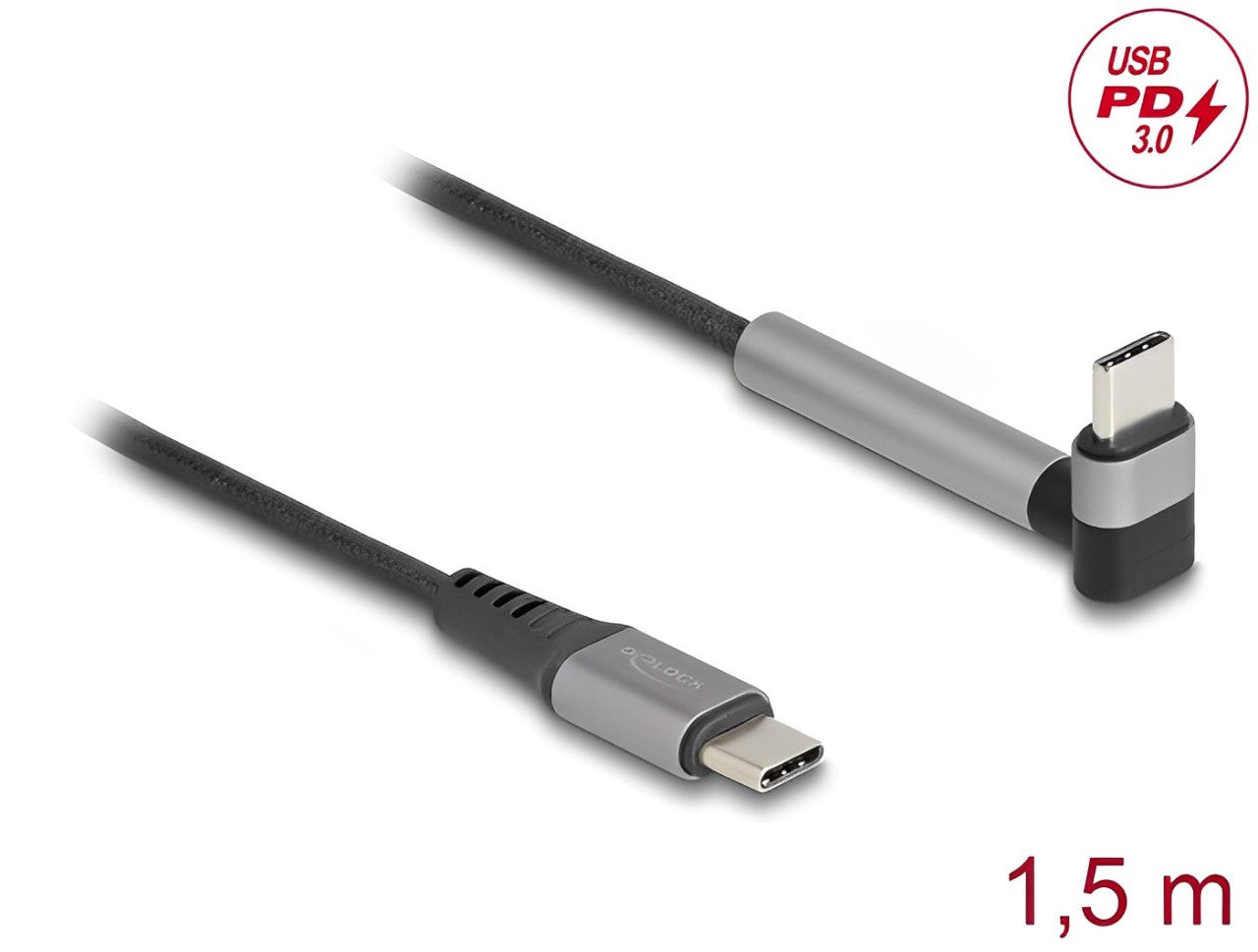 Delock USB 2.0 Cable USB Type-C™ male to male angled with stand function PD 3.0 60 W 1.5 m - delock.israel