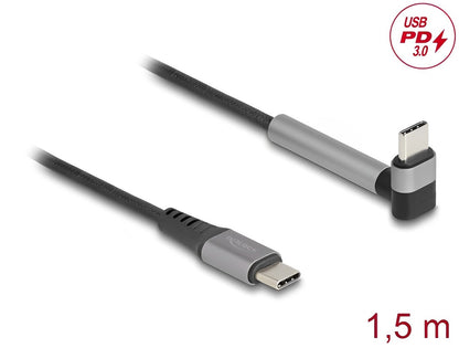 Delock USB 2.0 Cable USB Type-C™ male to male angled with stand function PD 3.0 60 W 1.5 m - delock.israel