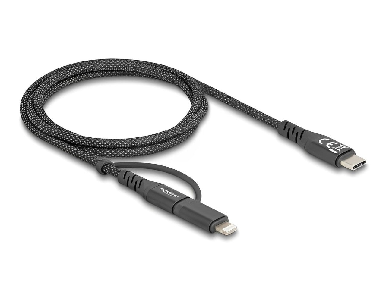 Delock USB Cable 2 in 1 USB Type-C™ to USB Type-C™ / Lightning™ for iPhone™ and iPad™ 1 m MFi 60 W - delock.israel