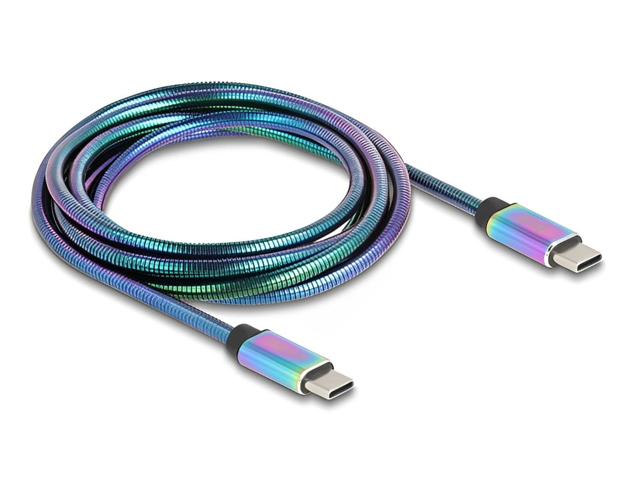 Delock USB 2.0 Cable USB Type-C™ male to male with metal jacket iridescent PD 3.0 60 W 2 m - delock.israel