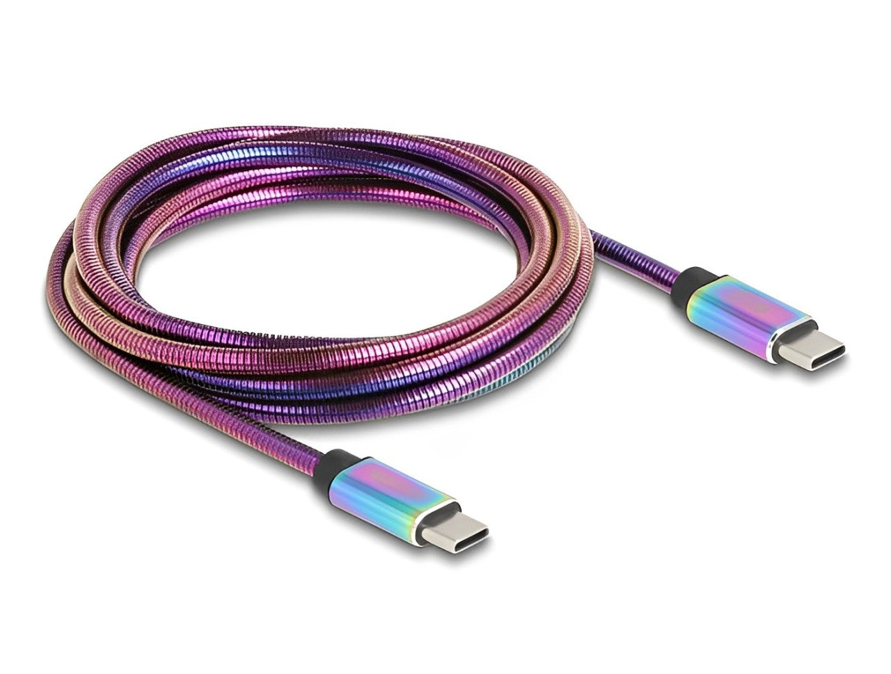 Delock USB 2.0 Cable USB Type-C™ male to male with metal jacket iridescent PD 3.0 60 W 2 m - delock.israel