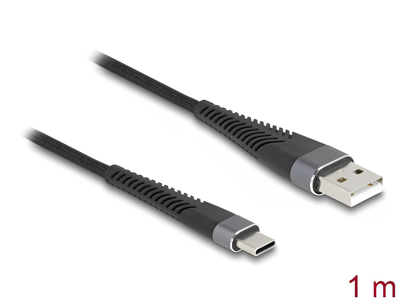 Delock USB 2.0 Cable USB Type-A male to USB Type-C™ male with extended bend protection 1 m - delock.israel