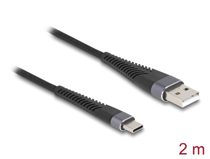 Delock USB 2.0 Cable USB Type-A male to USB Type-C™ male with extended bend protection 2 m - delock.israel