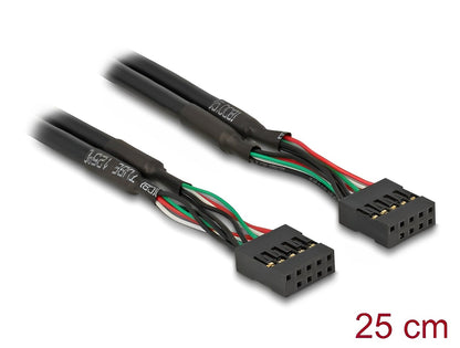 Delock Cable USB 2.0 pin header female 2.54 mm 10 pin to USB 2.0 pin header female 2.54 mm 10 pin 25 cm - delock.israel