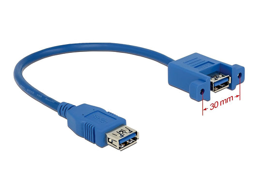 כבל פאנל USB 5Gbps מבית DELOCK גרמניה מאפשר לחבר התקנים עם יציאת USB-A (כמו דיסק-און-קי, עכבר או כונן חיצוני) למחשב נייח או נייד עם יציאת&nbsp;USB-A