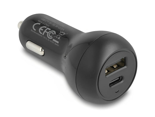 מטען מהיר לרכב מבית Delock גרמניה עם חיבורים מסוג USB-C/A מתאים לטעינה של מגוון מכשירים