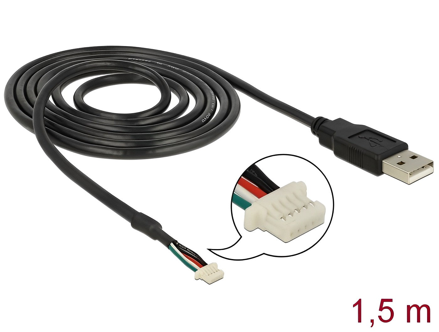 כבל מצלמות תקע USB-A 2.0 לתקע 5 פין SMT אורך 1.5 מטר - delock.israel