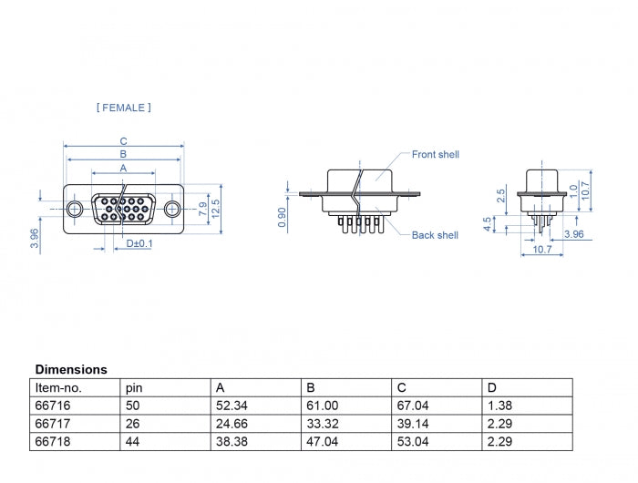 שקע D-Sub HD 26 pin בחיבור הלחמה סט 4 יח - delock.israel