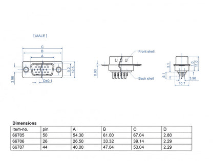 Hd44 Pinout 3 Rows תקע D-Sub HD 44 pin בחיבור הלחמה סט 2 יח | Delock
