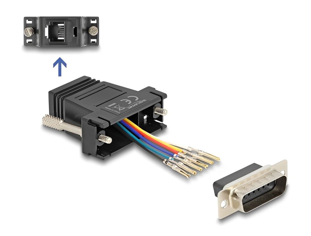 Delock D-Sub 15 pin male to RJ12 female Assembly Kit black- delock.israel