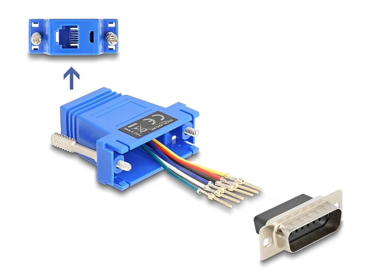 Delock D-Sub 15 pin male to RJ12 female Assembly Kit blue- delock.israel