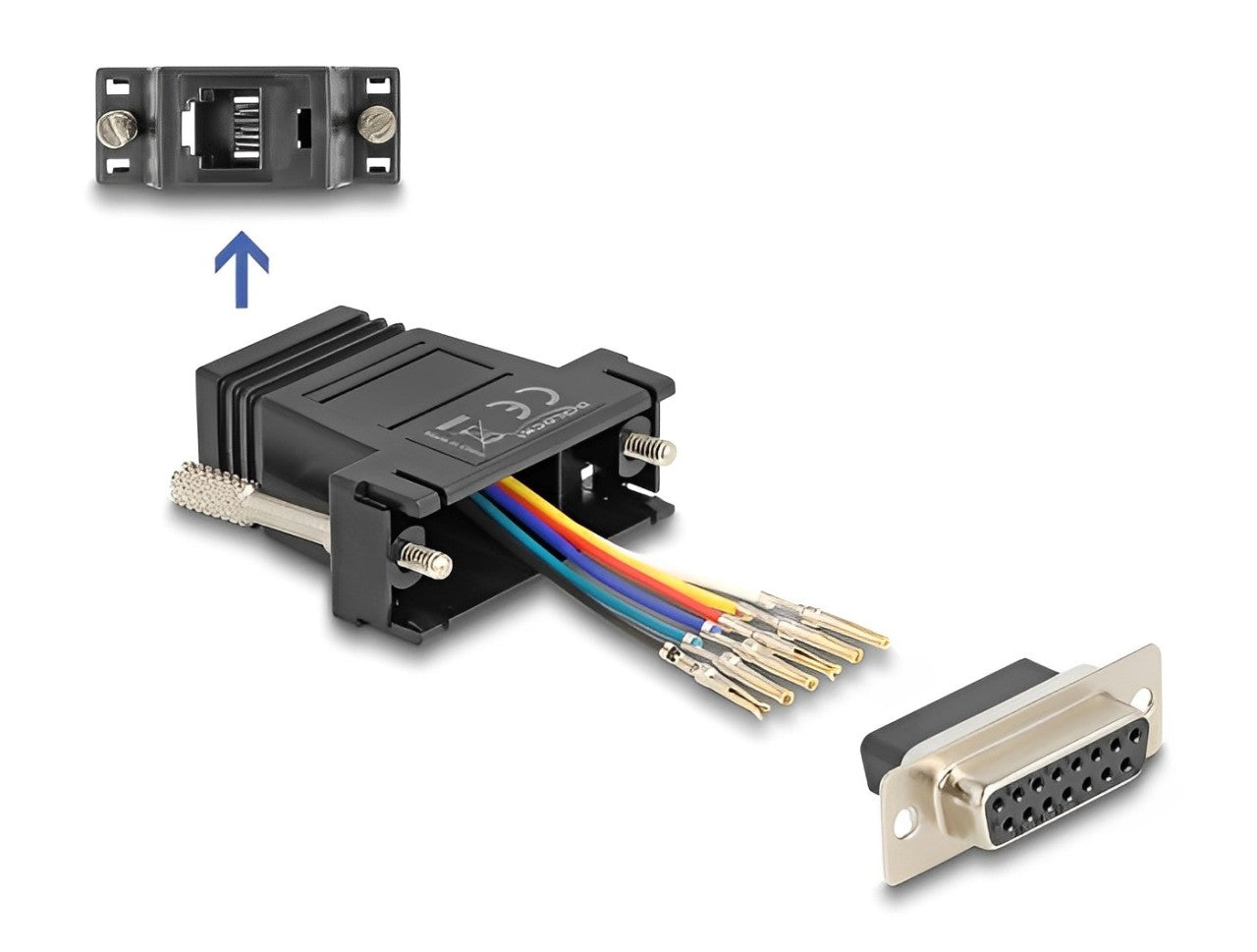 Delock D-Sub 15 pin female to RJ12 female Assembly Kit black-_delock.israel