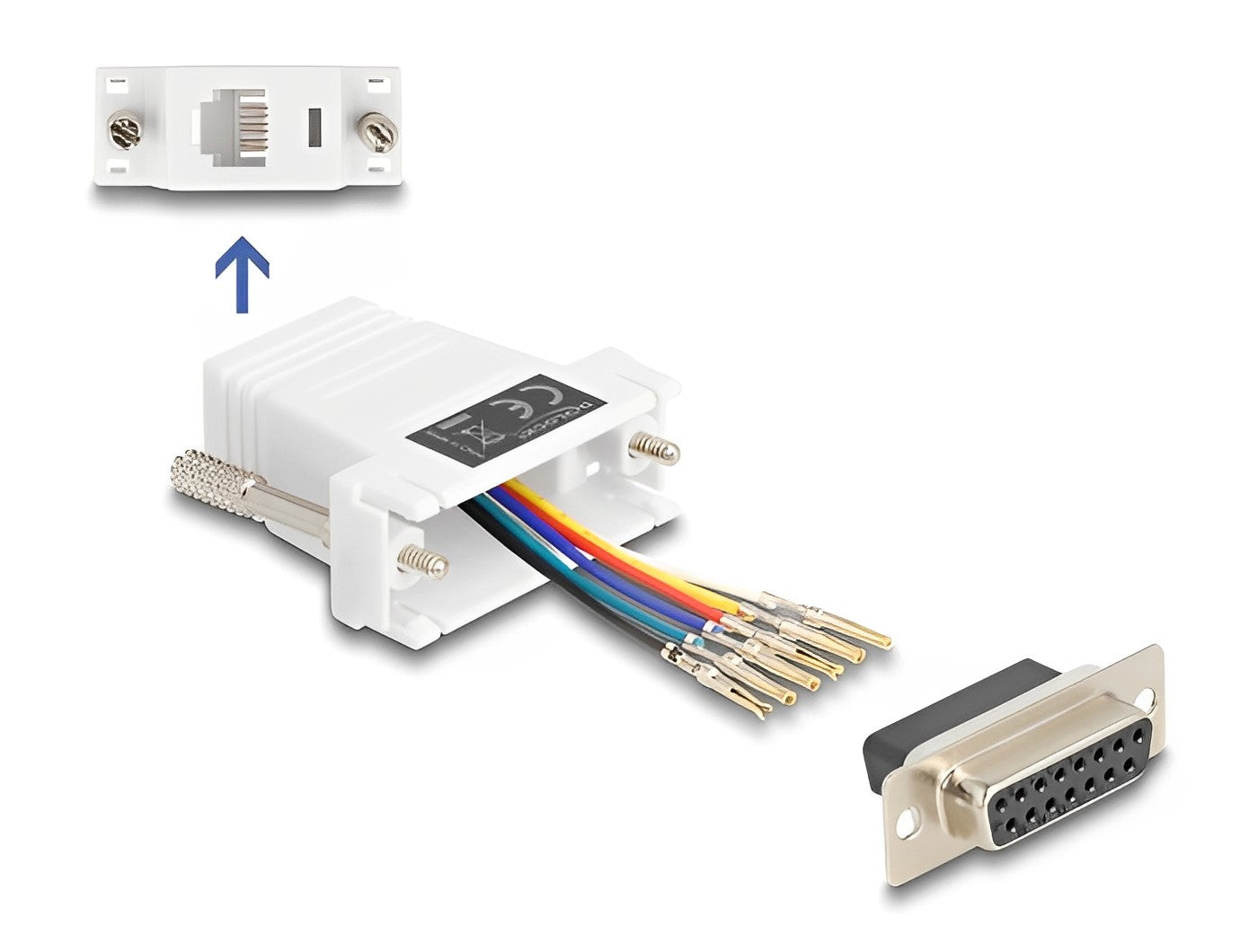 Delock D-Sub 15 pin female to RJ12 female Assembly Kit white-_delock.israel