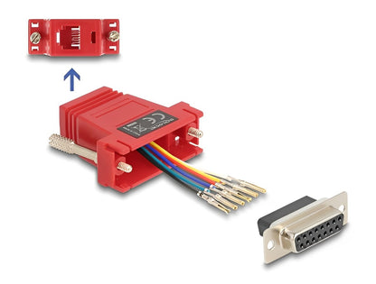 Delock D-Sub 15 pin female to RJ12 female Assembly Kit red-_delock.israel