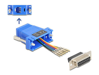 Delock D-Sub 15 pin female to RJ12 female Assembly Kit blue-_delock.israel