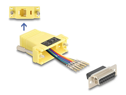 Delock D-Sub 15 pin female to RJ12 female Assembly Kit yellow-_delock.israel