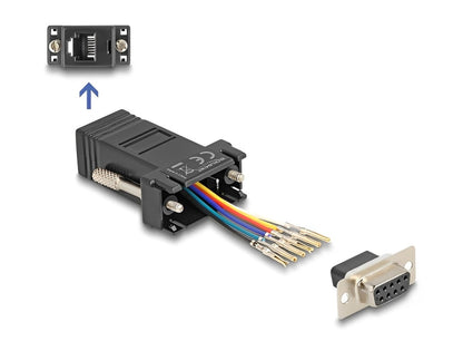 Delock D-Sub 9 pin female to RJ12 female Assembly Kit black- delock.israel