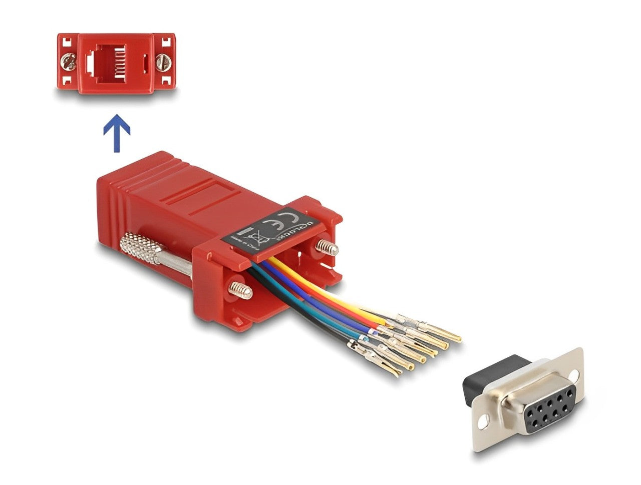 Delock D-Sub 9 pin female to RJ12 female Assembly Kit red- delock.israel