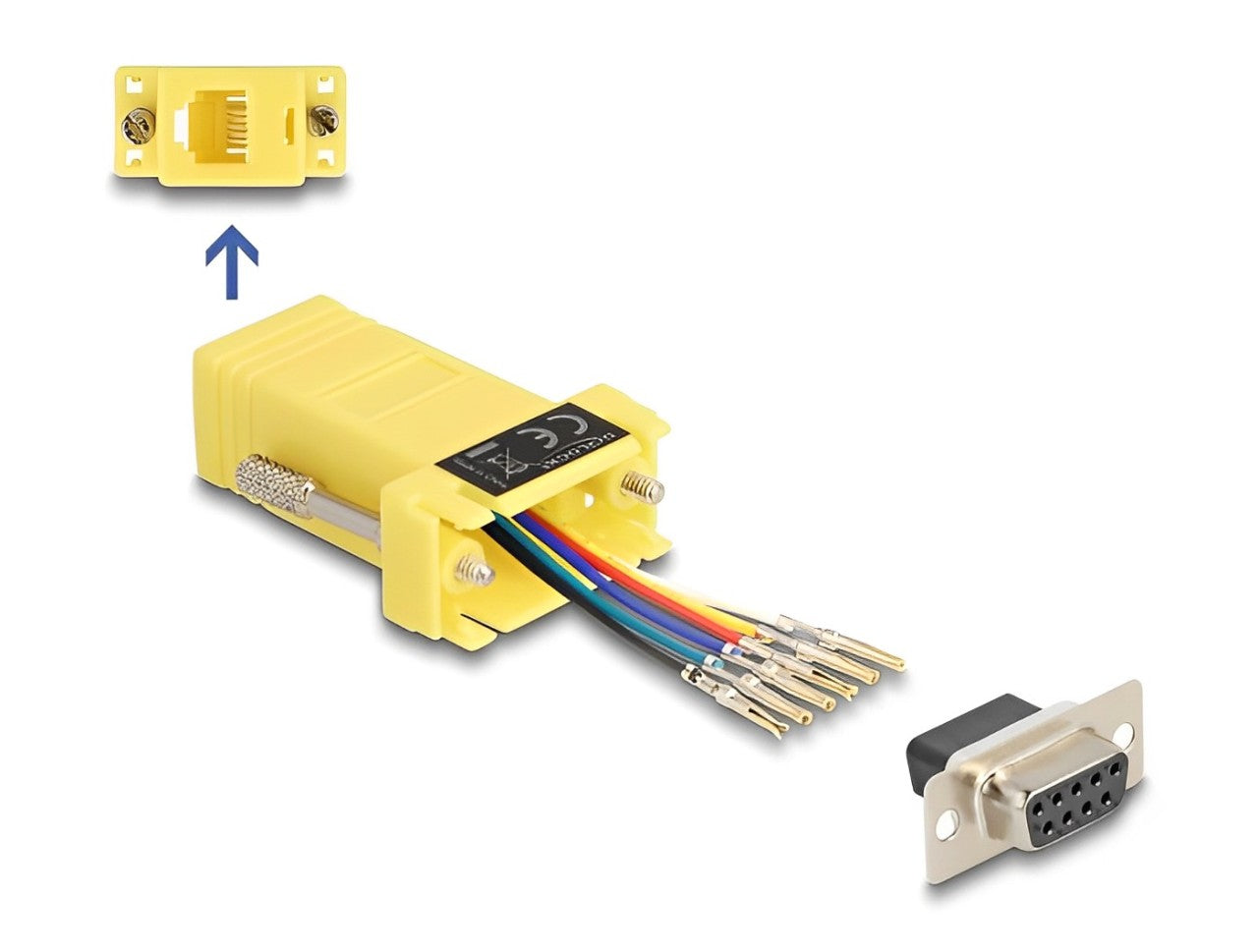 Delock D-Sub 9 pin female to RJ12 female Assembly Kit yellow- delock.israel