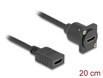 כבל HDMI 4K HDR נ/נ להתקנה בפאנל מסדרה D אורך 20 ס"מ - delock.israel