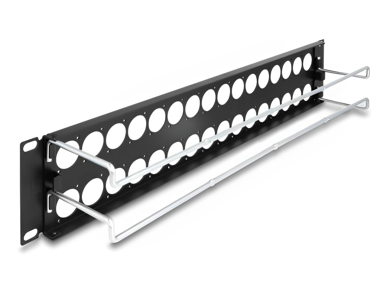 Delock 19″ D-Type Patch Panel with strain reliefs 32 port 2U black - delock.israel