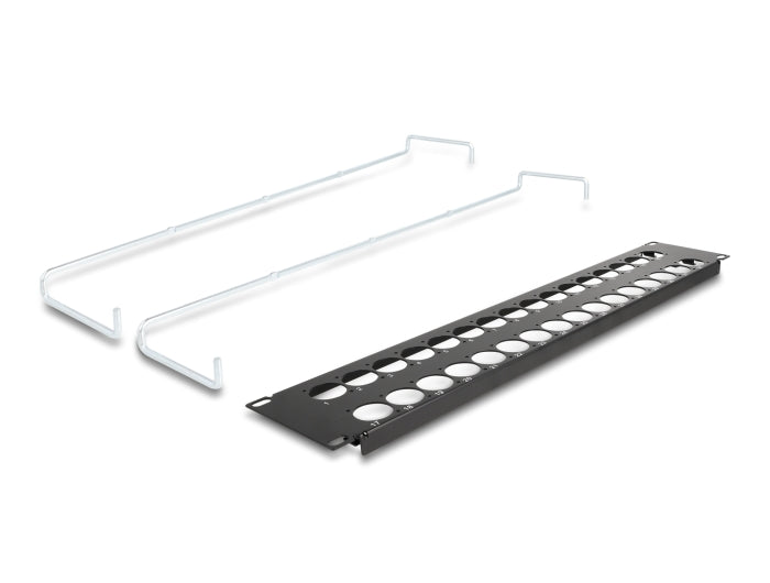 Delock 19″ D-Type Patch Panel with strain reliefs 32 port 2U black - delock.israel