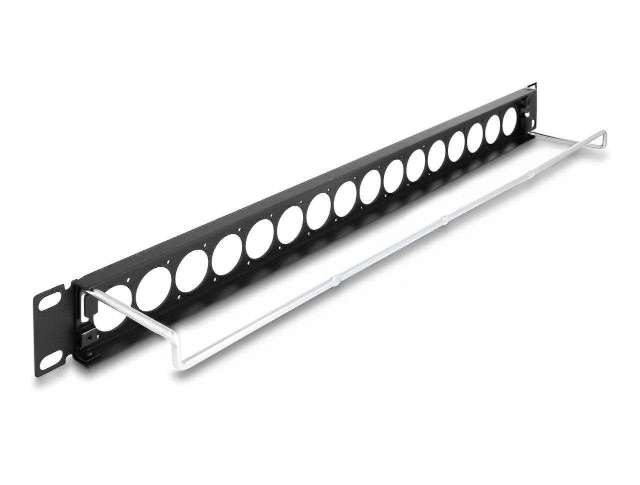 Delock 19″ D-Type Patch Panel with strain relief 16 port 1U black - delock.israel