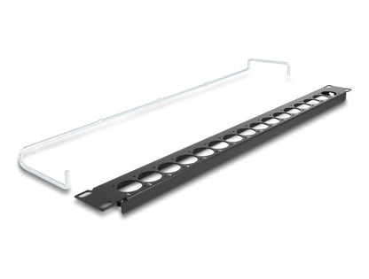 Delock 19″ D-Type Patch Panel with strain relief 16 port 1U black - delock.israel