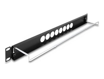 Delock 19″ D-Type Patch Panel with strain relief central 8 port 1U black - delock.israel