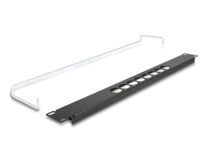 Delock 19″ D-Type Patch Panel with strain relief central 8 port 1U black - delock.israel