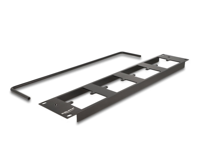 Delock D-Type 19″ Patch Panel with 4 D-Type plates 86 x 86 mm and 4 ports 2U black - delock.israel