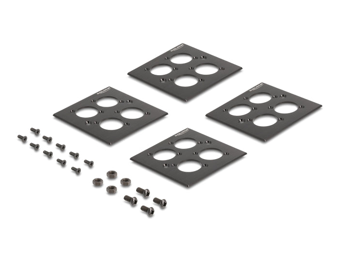 Delock D-Type 19″ Patch Panel with 4 D-Type plates 86 x 86 mm and 4 ports 2U black - delock.israel
