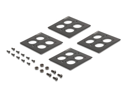 Delock D-Type 19″ Patch Panel with 4 D-Type plates 86 x 86 mm and 4 ports 2U black - delock.israel