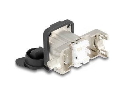 Delock D-Type RJ45 built-in connector with LSA connection Cat.6A STP with protective cap IP66 dust and waterproof - delock.israel