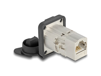 Delock D-Type RJ45 built-in connector / coupler Cat.6A STP with protective cap IP66 dust and waterproof - delock.israel