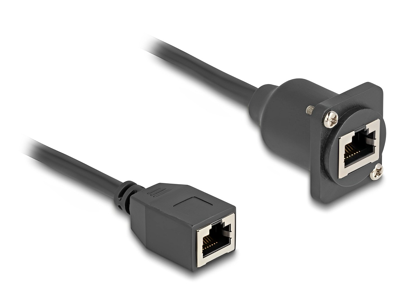 כבל רשת מסוכך RJ45 Cat.5e נ/נ להתקנה בפאנל מסדרה D אורך 20 ס"מ - delock.israel