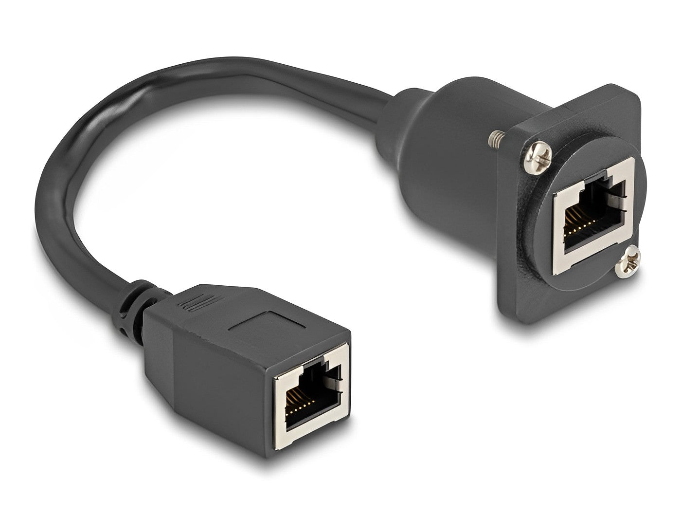 כבל רשת מסוכך RJ45 Cat.5e נ/נ להתקנה בפאנל מסדרה D אורך 20 ס"מ - delock.israel