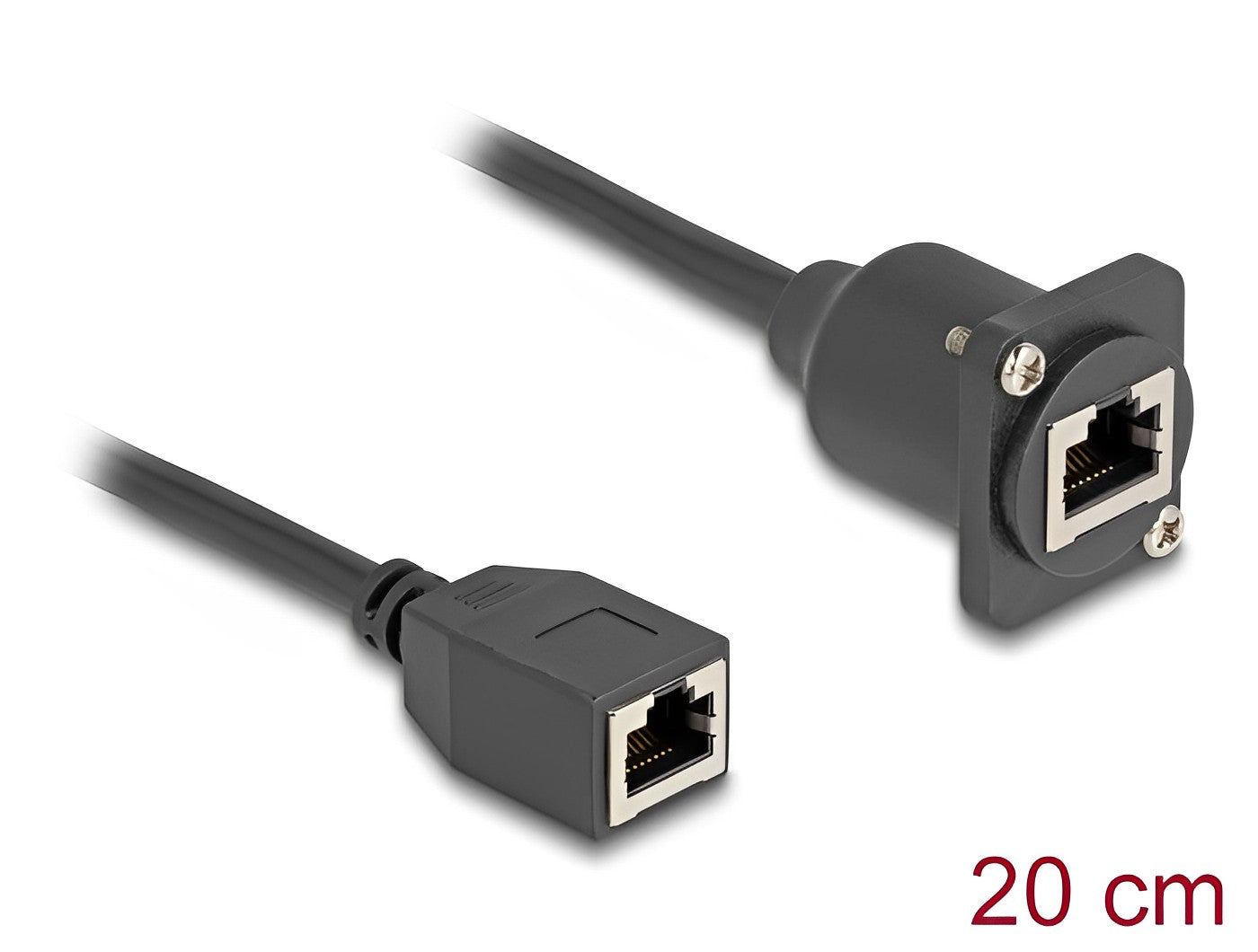 כבל רשת מסוכך RJ45 Cat.5e נ/נ להתקנה בפאנל מסדרה D אורך 20 ס"מ - delock.israel