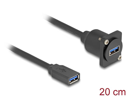 כבל USB 5Gbps נ/נ להתקנה בפאנל מסדרה D אורך 20 ס"מ - delock.israel