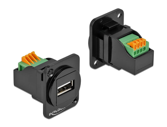 טרמינל בלוק בחיבור לחיצה לשקע USB 2.0 Type-A להתקנה בפאנל מסדרה D - delock.israel